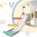 6 in 1 Toddler Slide and Swing Set, Kids Playground Climber Slide Playset with Fairy House, Freestanding Slide for Babies