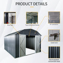 10 Ft X 12 Ft Outdoor Metal Storage Shed With Arch Roof With Lockable Doors For Backyard Garden Patio Lawn - Black by HouseOfZazla