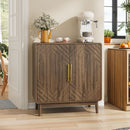 Sideboard Buffet Cabinet With Carved Doors And Adjustable Layer Board by Unique Piece Furniture