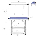 Folding Dog Pet Grooming Table Stainless Steel Frame Rubber Mat On Board With Adjustable Arm And Clamps Pet Dog Cat Grooming Table by HouseOfZazla
