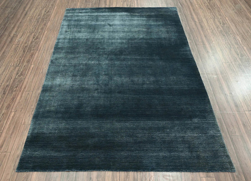 6x9 Blue LoomBloom Hand Knotted Modern & Contemporary Textured Tibetan 100% Wool Oriental Area Rug