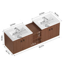 Soft Close Doors Bathroom Vanity With Small Storage Shelves, 24" And 12" Combination Cabinet - Reddish Brown by HouseOfZazla