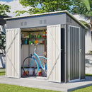 4x8 Slope-Roof Reinforced Storage Shed with Weatherproof Sloping Roof & 4 Air Vents, Heavy-Duty Sturdy Metal Frame, Left/Right Optional Door, Outdoor Tool Shed Warehouse for Garden Storage Pet House by Montret