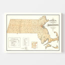 Vintage Map of Massachusetts 1876