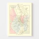 Vintage Map of Taunton, Massachusetts 1874