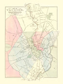 Vintage Map of Taunton, Massachusetts 1874