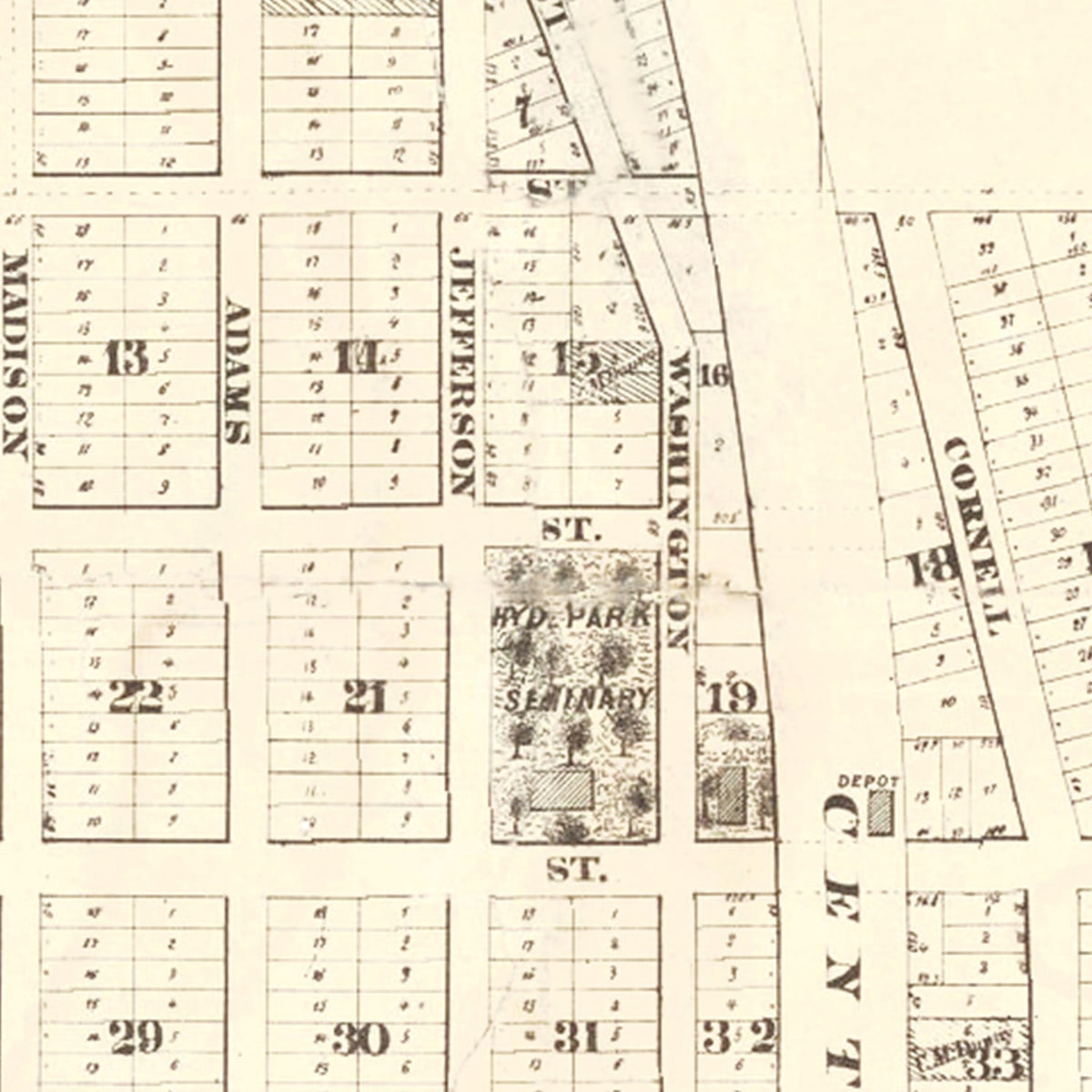 Vintage Hyde Park Chicago Map 1870, photo 2 of 5