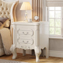 Carved Nightstand With 2 Drawers, Bedside Table - White by HouseOfZazla