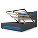 Platform Bed With Hydraulic Storage, LED Lighting & Charging Station by HouseOfZazla