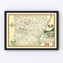 Vintage Map of Arkansas 1938