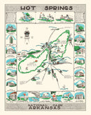 Vintage Map of Hot Springs National Park 1948