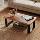 47 inch Farmhouse Style Rustic Coffee Table with Thickened Tabletop and Natural Wood Texture-Oak by LJGDeals