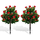 31 Inches Artificial Camellia Tree Set 2 Pack Fake Flower Trees-Green by LJGDeals