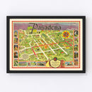 Vintage Map of Pasadena, California 1933