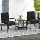 3 Piece Patio Furniture Set with Seat Cushions and Tempered Glass Tabletop by LJGDeals