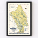 Vintage Map of Napa County, California 1940