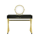 Black & Gold Finish Vanity Desk