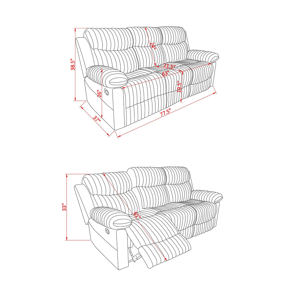 Brenda - Sofa With Manual Recline Function, photo 3 of 23