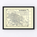 Vintage Map of Sacramento, California 1920