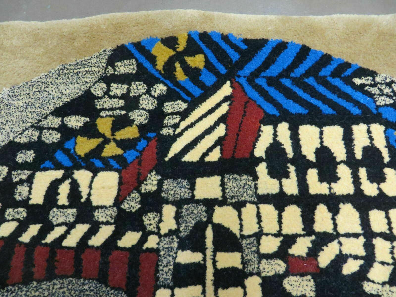 3' X 4' Vintage Hand Crafted Israel Wool Rug Carpet Wall Hanging Signed Hebrew