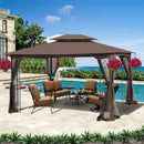 13 0 Outdoor Patio Gazebo Canopy Tent With Ventilated Double Roof And Mosquito Net (Detachable Mesh Screen On All Sides) Suitable For Lawn Garden Backyard And Deck Top - Brown by HouseOfZazla