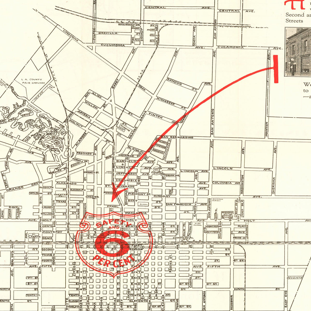 Vintage Map of Pomona, California 1926, photo 2 of 5