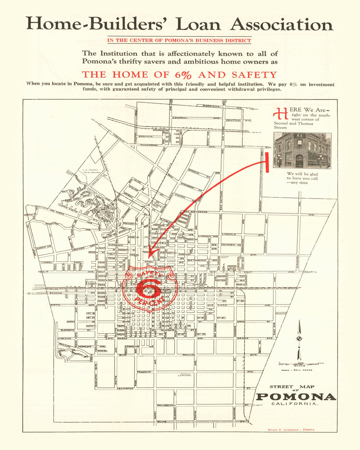 Vintage Map of Pomona, California 1926, photo 5 of 5