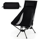 High Back Portable Camping Chair with Compact Carry Bag and Pillow-Black by LJGDeals