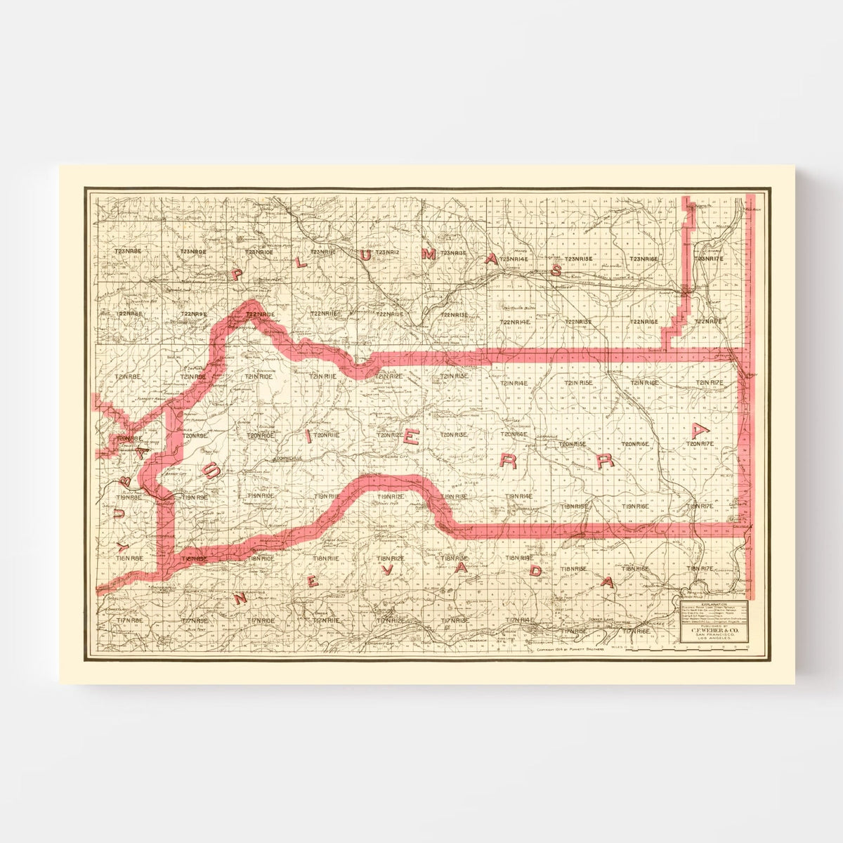 Vintage Map of Sierra County, California 1914, photo 4 of 5