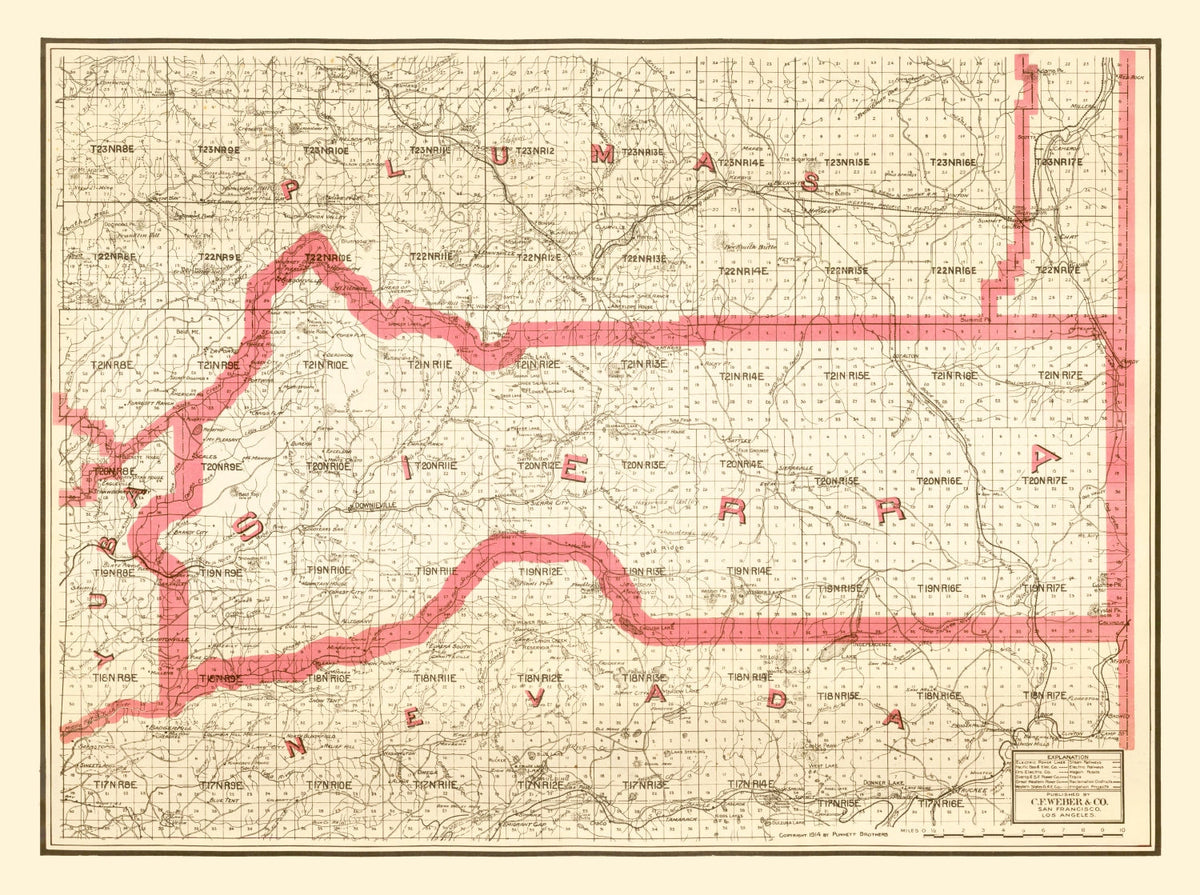 Vintage Map of Sierra County, California 1914, photo 5 of 5