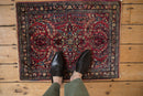 2x2.5 Vintage American Sarouk Square Rug Mat