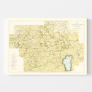 Vintage Map of Tahoe National Forest 1916