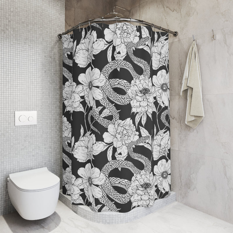 "Garden in Gray" Cloth Shower Curtain