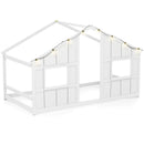Twin Size House Bed with LED Lights Montessori Slat-free Floor Bed