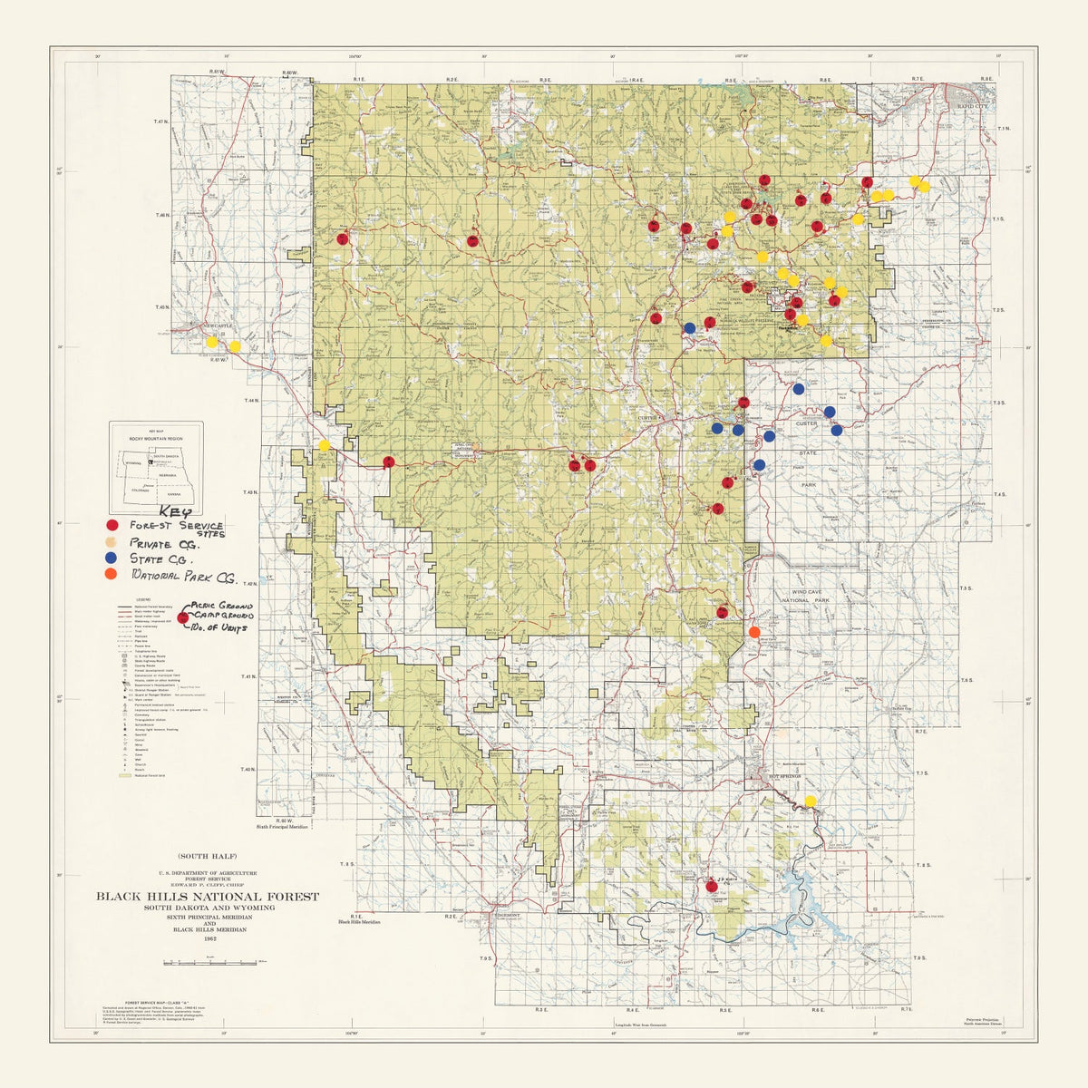 Vintage Black Hills National Forest Map 1962, photo 5 of 5