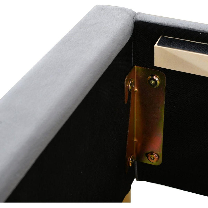 Full size upholstered platform bed with two outlets and USB charging ports on both sides, two bedside pillows, storage shelf, Velvet,Gray