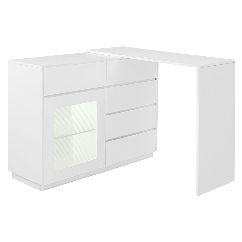 44"-85" Extendable Sofa Bar Table Cabinet Behind Couch Pub Table with LED