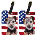 Norfolk Terrier Puppy with American Flag USA Luggage Tag