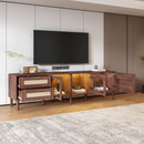 TV Stand With 3 Cabinets & 2 Drawers, LED Light Media Console For TVs Up To 80" - Dark Brown by HouseOfZazla