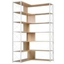 7-Tier Bookcase Home Office Bookshelf, L-Shaped Corner Bookcase with Metal Frame, Industrial Style Shelf with Open Storage, MDF Board