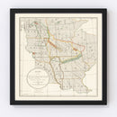 Vintage Native American Reservations Map 1897