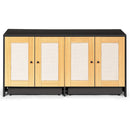 Double Litter Box Enclosure, Cat Litter Box Enclosure For 2 Cats, Hidden Litter Box Furniture With Rattan Doors - Black by HouseOfZazla