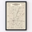 Vintage Map of Brown County, South Dakota 1918