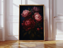 Crimson Peonies in Midnight Bloom