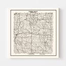 Vintage Map of Harding County, South Dakota 1952