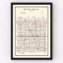 Vintage Map of Miner County, South Dakota 1954