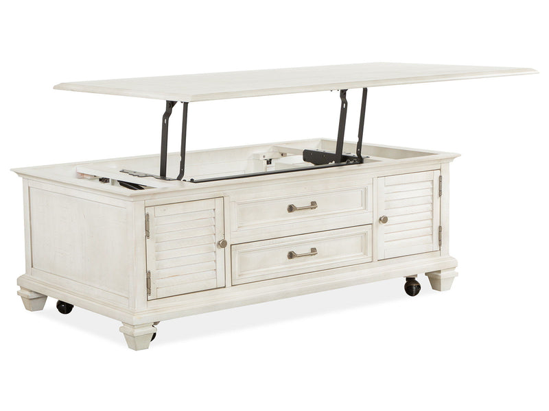 Newport - Lift Top Storage Cocktail Table (With Casters) - Alabaster, photo 3 of 7