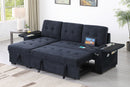 Ashlyn II - 84"W Woven Fabric Reversible Sleeper Sectional Sofa with Storage Chaise by HouseOfZazla