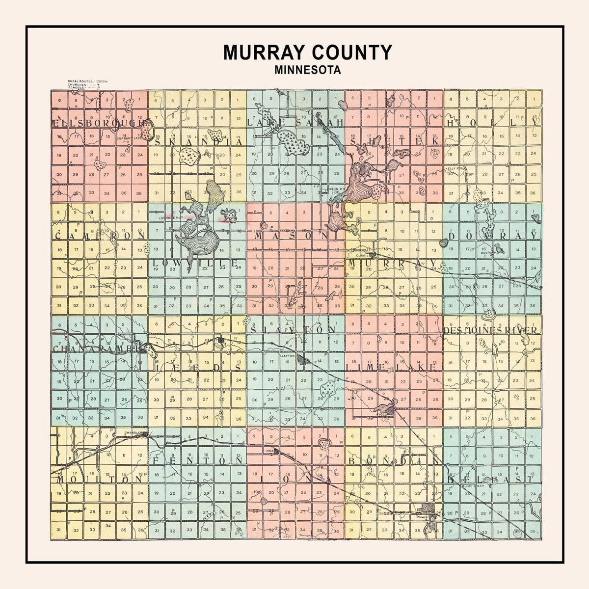 Vintage Map of Murray County, Minnesota 1907, photo 5 of 5
