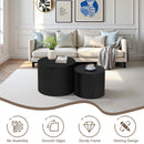 Nesting Coffee Table Set of 2, Modern Round Wood Side Tables by HouseOfZazla